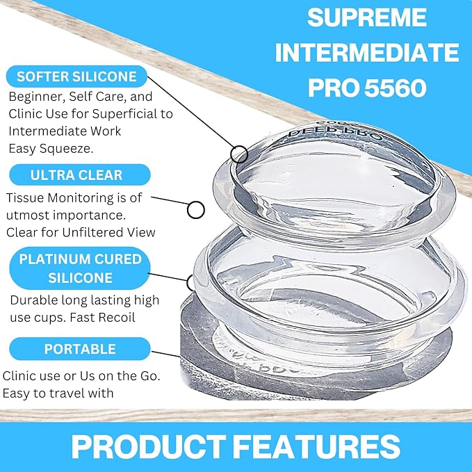Cupping Warehouse Supreme 4 Intermediate Pro 5560 Beginner Silicone Cupping Set – 4 Cups for Body Sculpting, Massage Therapy, Pain Relief, Cellulite Reduction (S1.3, M1.6, L2.1, XL2.75)