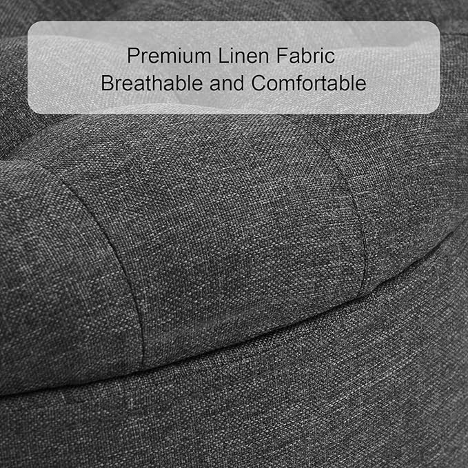 Furniliving 18.7inch Storage Round Ottoman, Footstools with Hidden Storage with Removable Lid, Stylish Button Tufted Design Ottoman Foot Stools for Living Room, Bedroom，Darkgrey