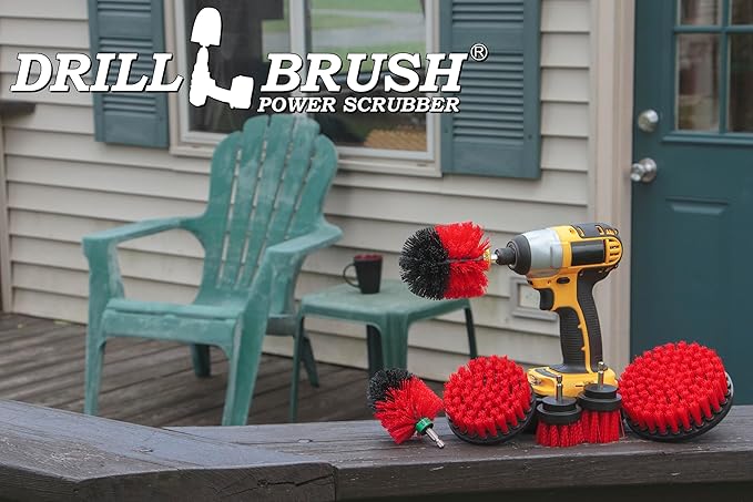 Drillbrush Headstone Cleaning Supplies - Outdoor Power Brush - Fountain Cleaner Tool - Deck Scrubbing Tool - Patio Cleaning Brush - Concrete Garage Floor Cleaner - Granite Scrubber Kit for Drill
