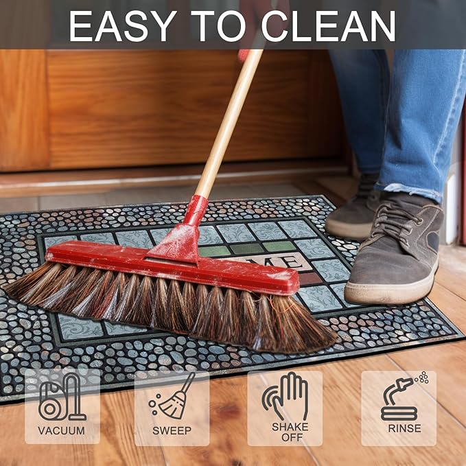 CHICHIC Rectangle Entrance Door Mat Large 18 x 30 Inch Entry Way High Traffic Area Doormat Front Door Rugs Outdoors Heavy Duty Welcome Mat, Non Slip Rubber Back Low Profile for Garage