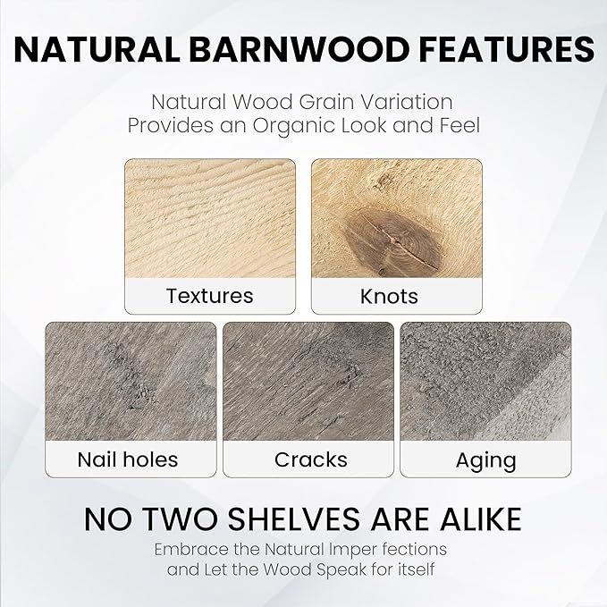 Fun Memories Floating Shelves for Wall Decor, 72"x8" Rustic Reclaimed Wood Shelves, Heavy-Duty Wall Mounted Shelves with Invisible Brackets for Living Room, Bedroom, Kitchen, Natural Finish