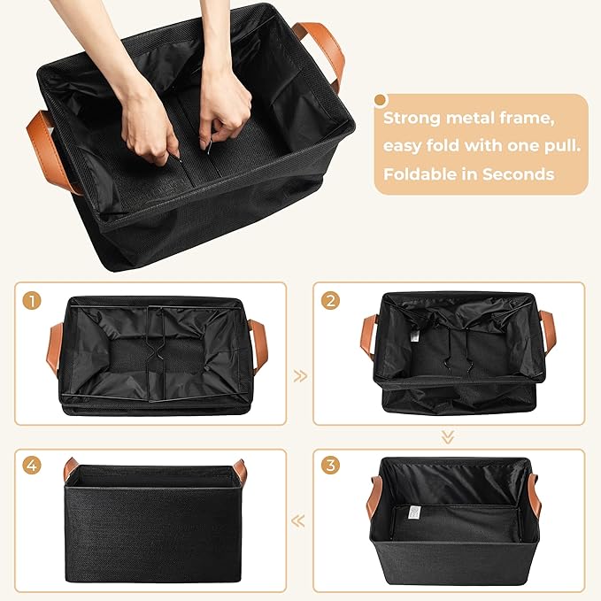 GRANNY SAYS Storage Baskets for Shelves, Closet Organizer Bins, Clothes Storage Bins with Metal Frame, Extra Large Baskets for Organizing and Storage, Collapsible, Black, 2-Pack