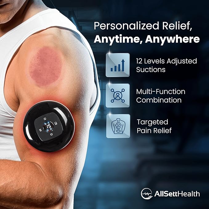 Electric Cupping Kit for Massage Therapy with Red Light - 5-in-1 Cupping Set, Includes 3 Smart Cups and Remote - Massager Device & Cupping Therapy Set for Back Muscle Soreness & Cellulite Reduction