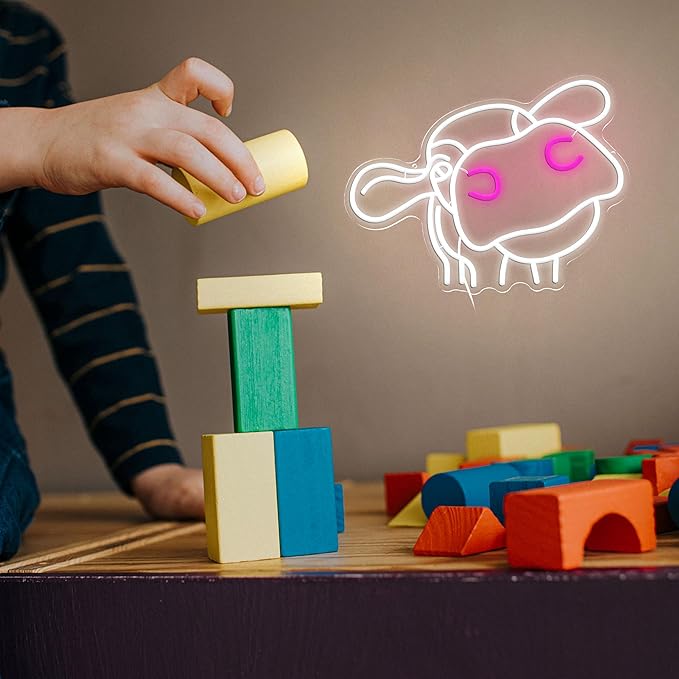 Cow Neon Sign Dimmable Tilted Cow Head LED Light Sign for Wall Decor USB Powered Funny Animal Neon Light for Farmhouse Bedroom Living Room Cafe Home Party Bar Animal Lovers (16.5 * 12.6 In)
