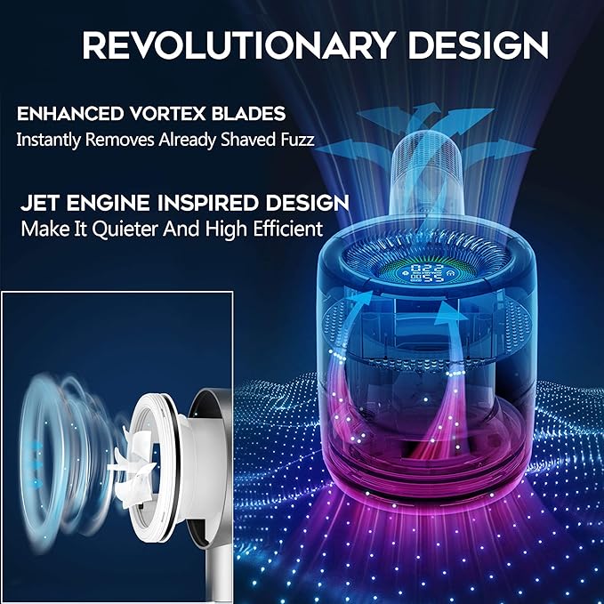 Fabric Shaver Lint Remover Clothes and Furniture - 5 Speeds - Removes Fuzz and Pilling - Bonus Lint Roller - Mugensa Mach5