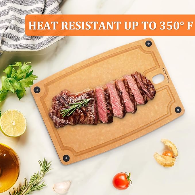 cutting boards for kitchen dishwasher - 2PC cutting board set double-sided with Non-Slip Feet and Juice Groove Composite chopping board for kitchen knife Friendly Cut Meat, Fruit,Vegetable