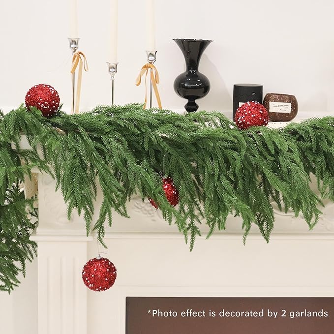 Christmas Garlands Norfolk Pine Garland Real Touch Artificial Faux Greenery Garland for Holiday Indoor Outdoor Decor 6FT