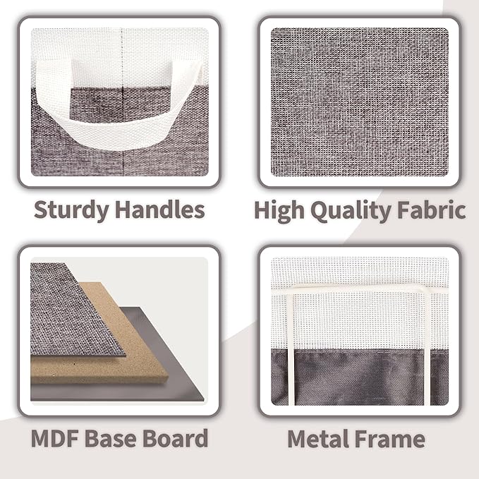 GRANNY SAYS Storage Baskets for Shelves, Closet Organizer Bins, Clothes Storage Bins with Metal Frame, Large Baskets for Organizing and Storage, Collapsible, Gray&White, 2-Pack