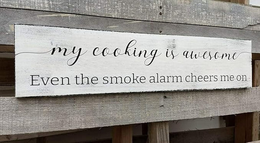 Funny Kitchen Sign, My Cooking is So Awesome, Farmhouse Kitchen Wall Decor,Rustic Quote Wooden Plaque Hanging for Housewarming (Cooking) 6x18 Inch
