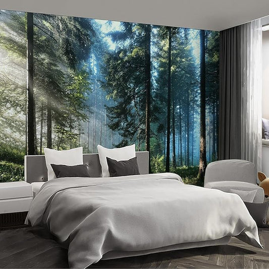 Forest Landscape Wall murals Woodland Tree Peel and Stick Wallpaper for Bedroom Living Room - 85"x118"