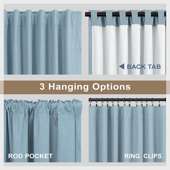 Extra Long Blackout Light Blue Curtains for Living Room 108 Inch Length Insulating Sound Proof Wide Drape for Window Treatments Curtain for Patio Sliding Glass Doors Doorway Hallway 2 Panel Stone Blue