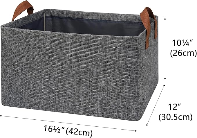 GRANNY SAYS Closet Storage Baskets, Collapsible Fabric Storage Bins with Metal Frame, Clothes Organizer Bins, Extra Large Baskets for Shelves, Dark Gray, 4-Pack