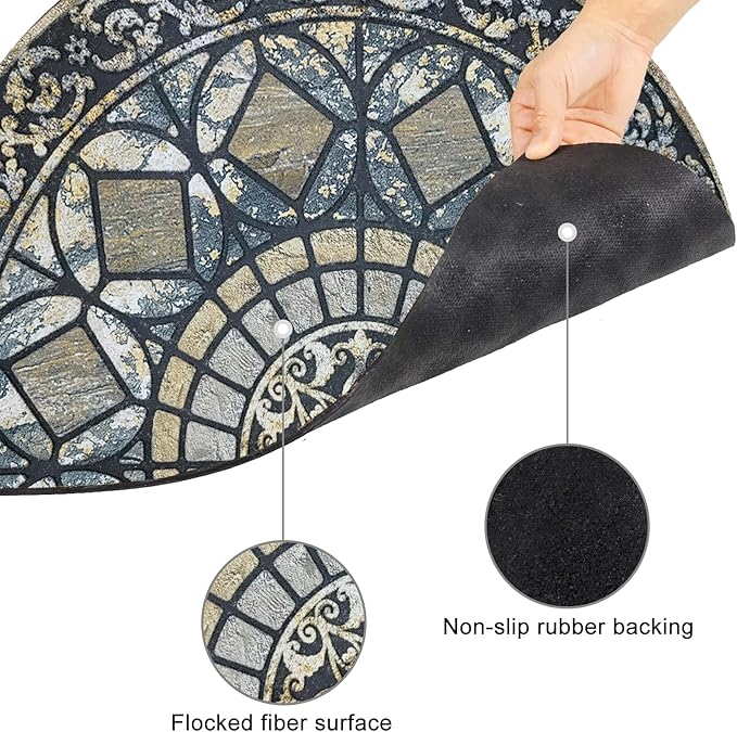 CHICHIC Entrance Door Mat Large 24 x 36 Inch Entry Way Doormat Front Door Rugs Outdoors Heavy Duty Welcome Mat Non Slip Rubber Back Low Profile for Garage, Patio, High Traffic Area, Blue