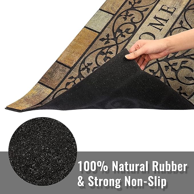Durable Welcome Door Mats, 24"x36" Heavy-Duty Large Outdoor Mat for Front Door with Non-Slip Rubber Backing for Outside Entry, Garage, Patio, High Traffic Area