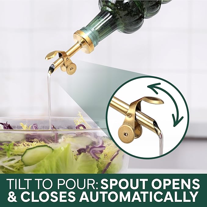 COOK WITH COLOR Glass Olive Oil Bottle Dispenser - 2 Pack- 17oz Oil and Vinegar Cruet - Olive Oil Carafe Decanter for Kitchen