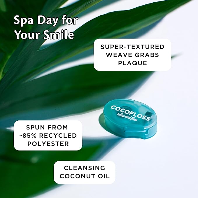 Cocofloss Woven Dental Floss, Travel Sampler, Dentist-Designed Oral Care with Coconut Oil, Waxed, Vegan, Kid-Friendly, 4 Minis in Mint, Coconut, Orange, Strawberry (8 yd Each)