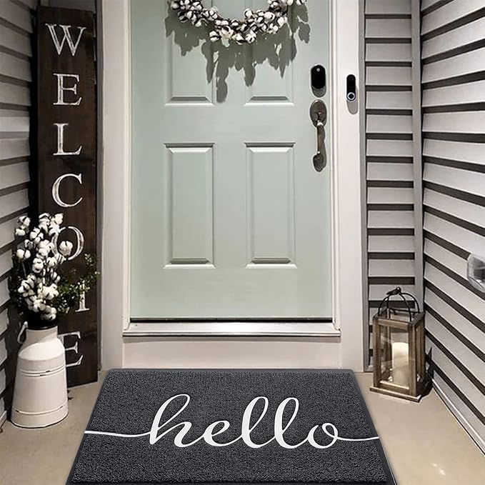 Door Mat, Durable Welcome Mat Low Profile Floor Mat Front Doormat Non Slip Mats Entrance Rectangular Doormat, for Entryway, Patio, High Traffic Areas (30"x17.5",Black)