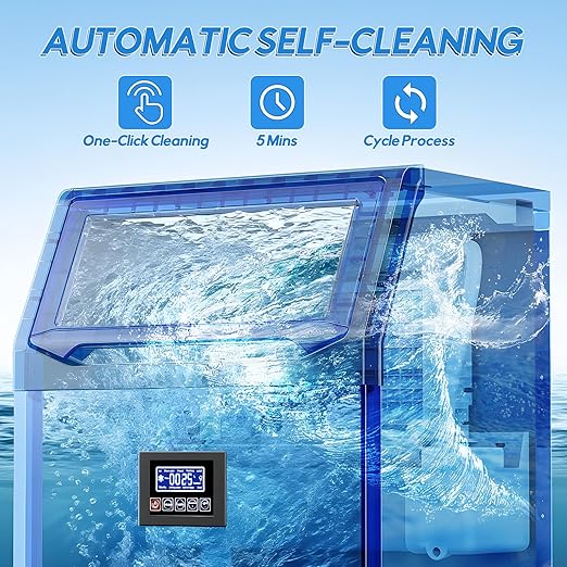 Commercial Ice Maker Machine 400LBS/24H with 125LBS Large Ice Storage Bin, 126Pcs Clear Ice Cubes in 11Mins, Stainless Steel Under Counter Industrial Ice Machine for Bar, Restaurant Business