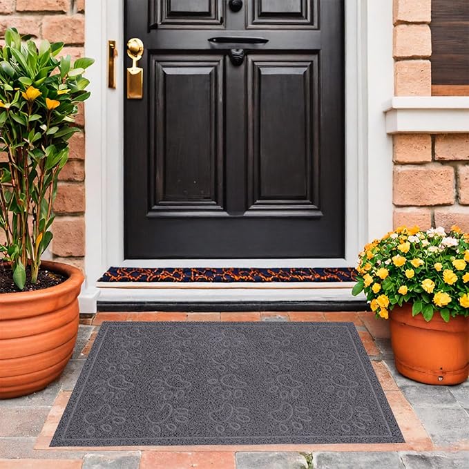 Door Mat Home Welcome Mats Outdoor and Indoor, Heavy-Duty Low-Profile Non-Slip Front Welcome Mat for Home Entrance, Outside Entry, Yard, Floor, Patio (Grey, 36x24)