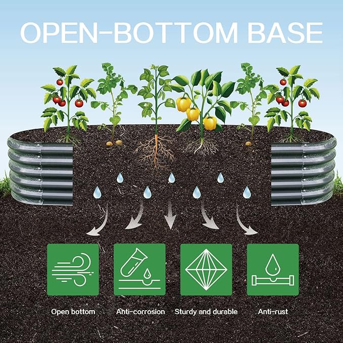 Gardmax Galvanized Raised Garden Bed, Lightweight Planter Boxes Outdoor with Easy Assembly, Large Garden Bed for Vegetables, Fruits, Flower Dark Grey 8FT