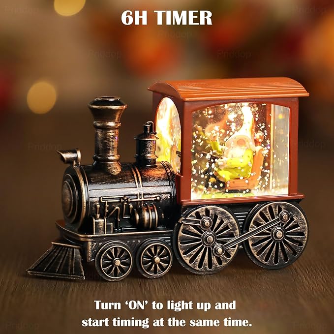 Fall Snow Globe Train Gnome Turkey Pumpkin Classic Relief Texture Battery Powered LED Glitter Fall Decorations for Home Autumn Harvest Thanksgiving Gifts