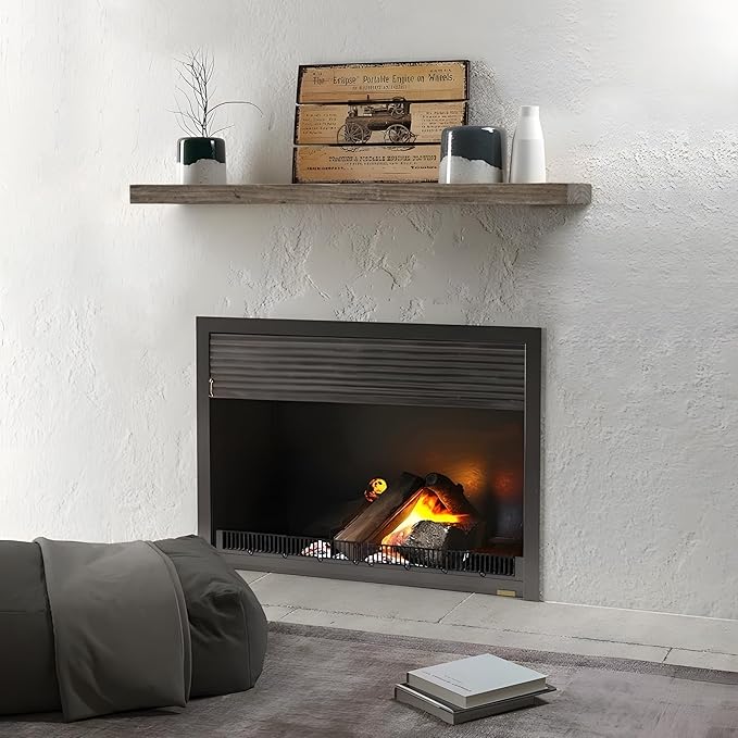 Floating Shelves | 8" Deep Rustic Reclaimed Barnwood Wall Hanging Shelves with Invisible Heavy-Duty Metal Bracket | Wall Mounted | Farmhouse Style | 36 inches, 2 PCs, Distressed Grey