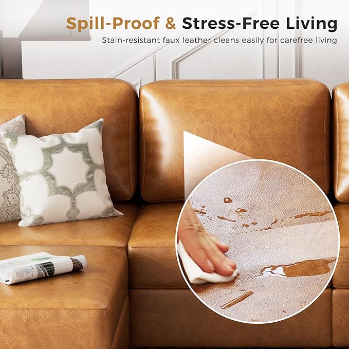 Faux Leather Oversized Accent Chair with Storage Deep Seat Single Sofa Large Reading Armchair for Living Room Bedroom Office Brown Set of 2