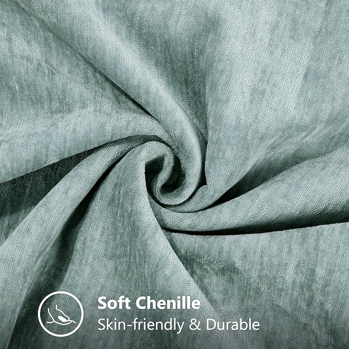 decorUhome Chenille Soft Throw Pillow Covers 26x26 Set of 2, Farmhouse Velvet Neutral Decorative Euro Pillow Covers with Stitched Edge for Couch Sofa Bed Home Decor, Aqua Haze