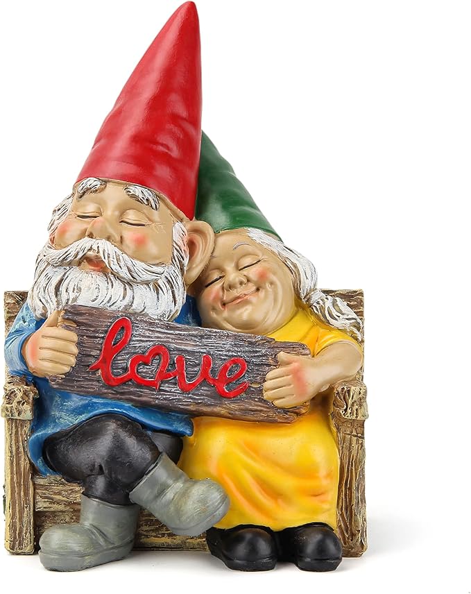 Garden gnome statue for outdoor decor,Couple in love gnomes figurine for patio lawn yard garden outdoor decoration,garden sculptures & statues,knome romantic indoor ornament forever lover gift