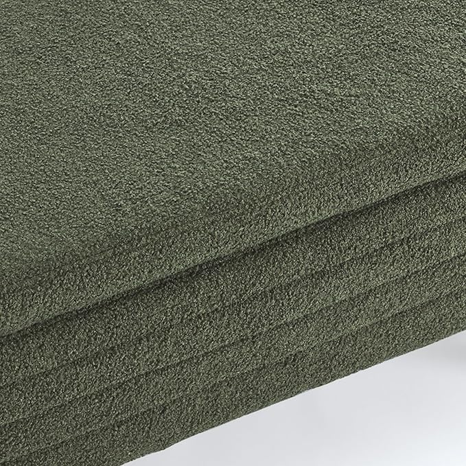 Furniliving 46” Storage Benches, End of Bed Bench with Button-Tufted Large Upholstered Storage Ottoman Teddy Window Bench with Storage Shoe Cabinet Bench, for Bedroom, Entryway, Closet, Green