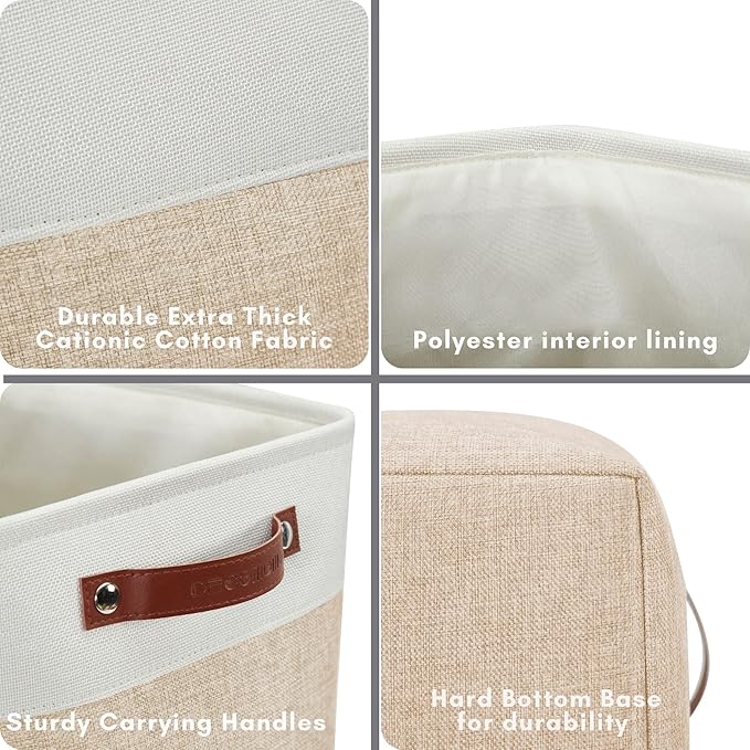 DECOMOMO Extra Large Storage Baskets 54.5L Fabric Storage Bins for Organizing Linen Closet, Toys, Nursery (Beige and White, XXXL - 3 pack)