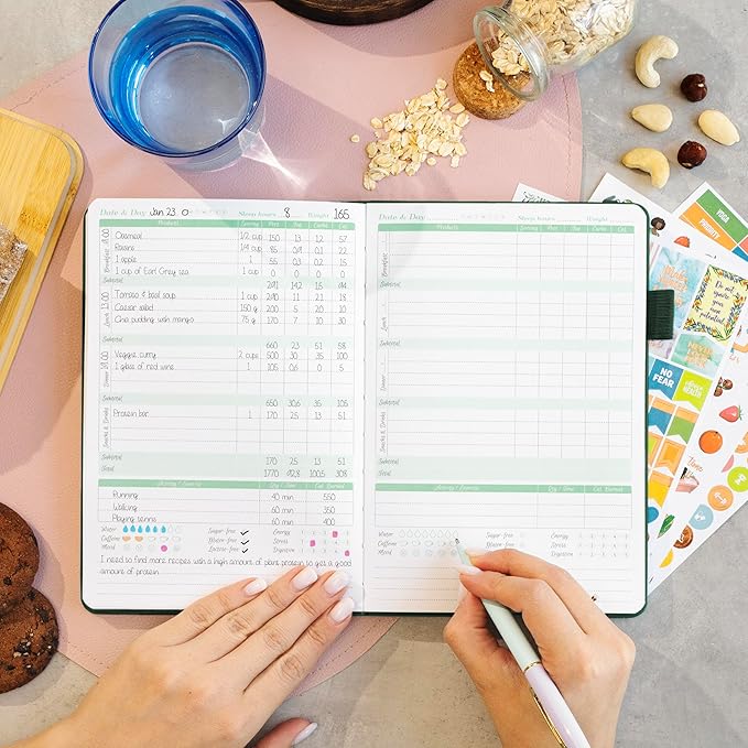 GoGirl Food Journal & Wellness Planner –– Diet & Fitness Diary – Nutrition Journal with Meal, Exercise & Weigh Loss Tracker, A5 (Forest Green)