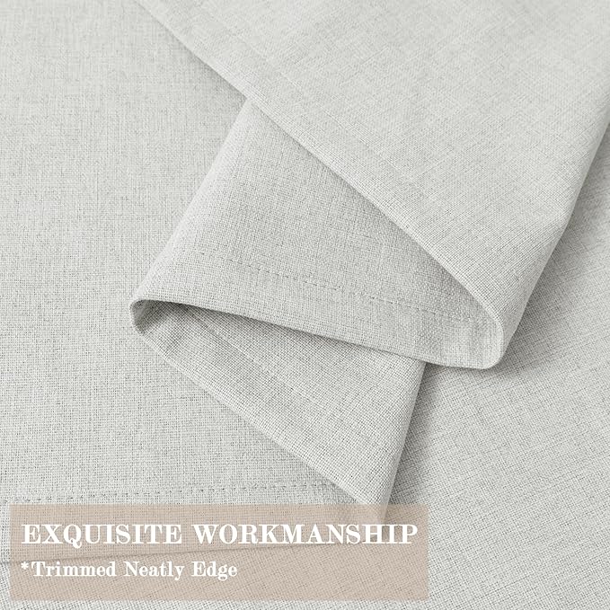 100% Blackout Linen Textured Drapes for Bedroom Pinch Pleated Curtains for Track System Portable Drapery for Sliding Glass Door/Storage/Space Room Divider, 70" Wx84 L, 1 PC, Greyish White