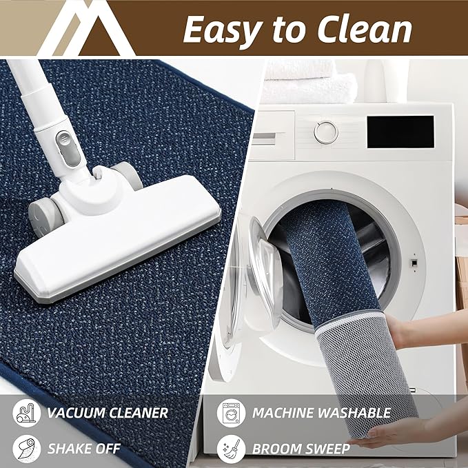 COSY HOMEER-Door-Mat 36"x60" Non Slip Absorbent Entryway Rugs Dirt Trapper Doormats Washable Entrance Mats Low Pile Welcome Floor Mat for Front Back Door and Entry Mats,Navy Blue