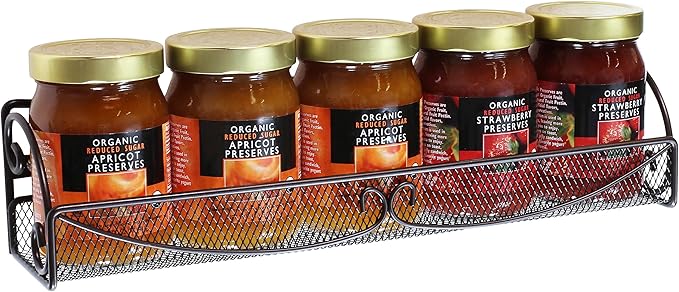 Deco Brothers Wall Mounted Single Tier Mesh Hanging Spice Rack, Set of 2, Bronze