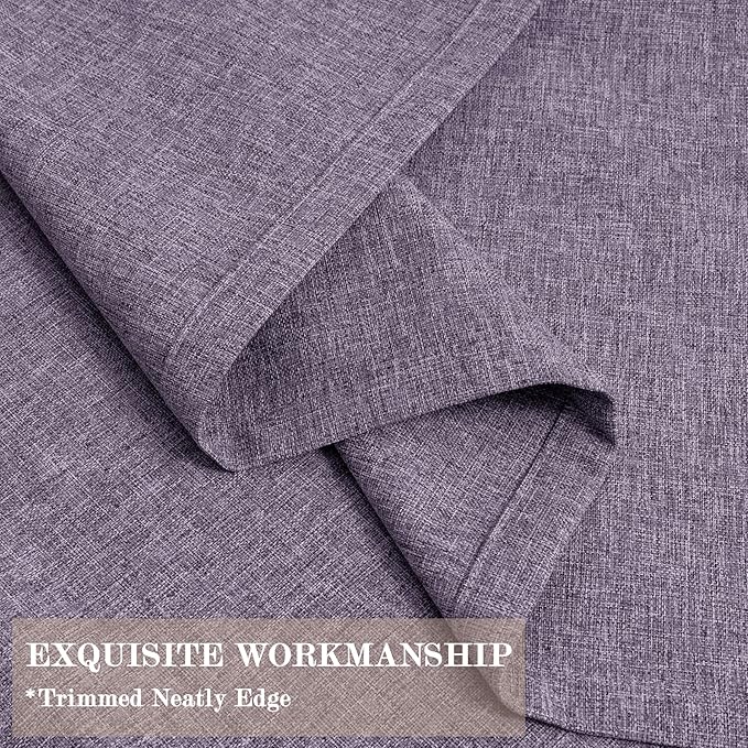 Extra Wide 100% Blackout Linen Textured Curtains - Room Dividers, W200 x L84 (1 Panel), Pinch Pleat Drapes for Living Room, Full Light Block Out Drapery for Sliding Door, Violet