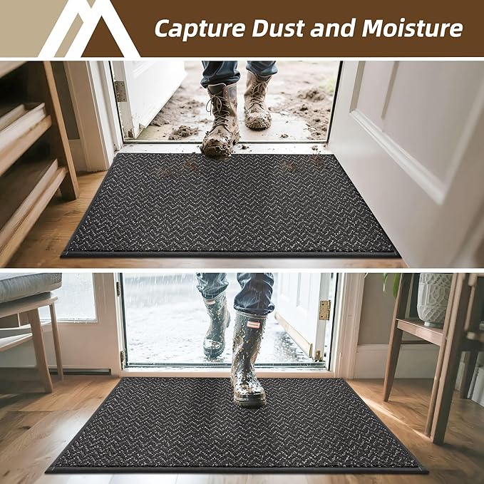 COSY HOMEER-Door-Mat 36"x60" Non Slip Absorbent Entryway Rugs Dirt Trapper Doormats Washable Entrance Mats Low Pile Welcome Floor Mat for Front Back Door and Entry Mats,Dark Grey
