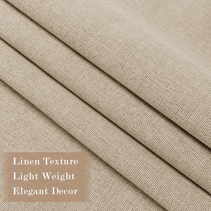 100% Blackout Linen Textured Drapes for Bedroom Pinch Pleated Curtains for Track System Portable Drapery for Sliding Glass Door/Storage/Space Room Divider, 70" Wx84 L, 1 PC, Sand Beige