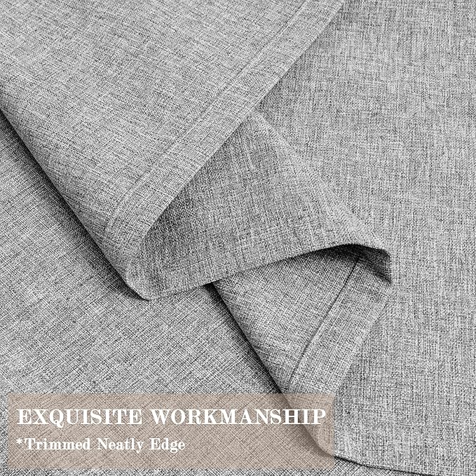 Extra Wide 100% Blackout Linen Textured Curtains - Room Dividers, W150 x L108 (1 Panel), Pinch Pleat Drapes for Living Room, Full Light Block Out Drapery for Sliding Door, Light Grey