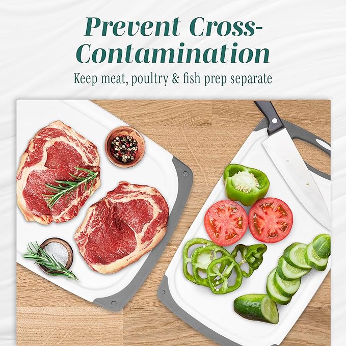 Cutting Boards for Kitchen - BPA-Free Chopping Board - Different Sizes & Non Slip Handles - Reversible, Large Cutting Board Set - Unique Gifts for Cooks Who Have Everything - 3-Pack Black