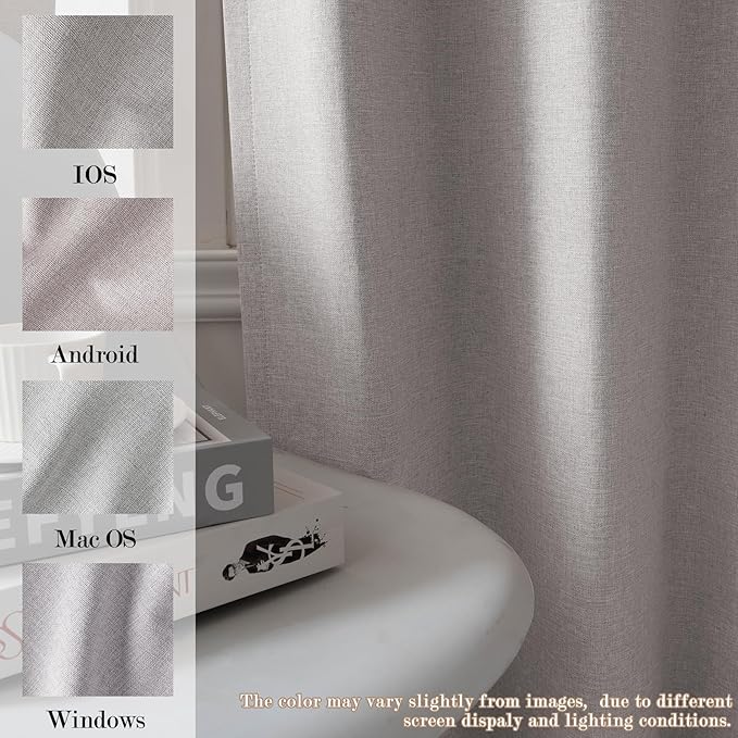 100% Blackout Linen Textured Drapes for Bedroom Pinch Pleated Curtains for Track System Portable Drapery for Sliding Glass Door/Storage/Space Room Divider, 70" Wx102 L, 1 PC, Browish Grey