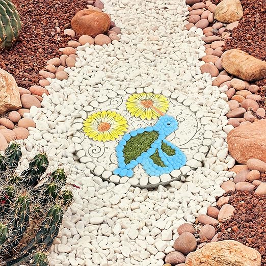 Garden Stepping Stones Set of 2 Butterfly Outdoor Garden Decor 10 inch Round Decorative Stones Pavers for Garden Walkway Landscaping, Hummingbird Gifts (N6-YYD334)