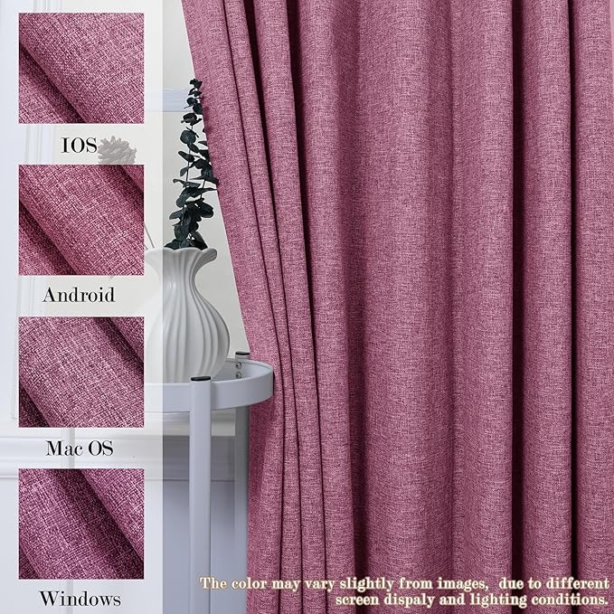 Full Blackout Privacy Curtains, 240 Inch Extra Wide Linen Blend Drapes, Pinch Pleat Window Drapery for Room Divider Storage/Space Room Separation, 1 Panel, W 240" x L 96", Lilac