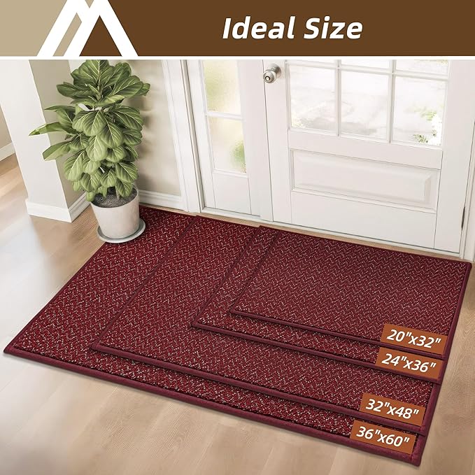 COSY HOMEER-Door-Mat 20" x 32" Non Slip Absorbent Entryway Rugs Dirt Trapper Doormats Washable Entrance Mats Low Pile Welcome Floor Mat for Front Back Door and Entry Mats,Red