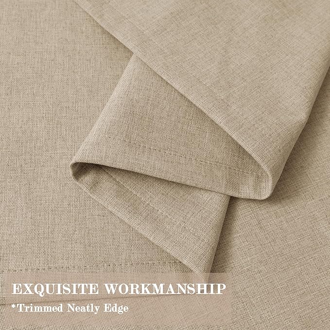 Full Blackout Privacy Curtains, 240 Inch Extra Wide Linen Blend Drapes, Pinch Pleat Window Drapery for Room Divider Storage/Space Room Separation, 1 Panel, W 240" x L 108", Sand Beige