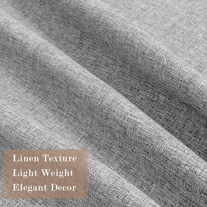 Extra Wide 100% Blackout Linen Textured Curtains - Room Dividers, W200 x L84 (1 Panel), Pinch Pleat Drapes for Living Room, Full Light Block Out Drapery for Sliding Door, Light Grey