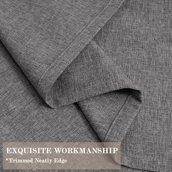 100% Blackout Linen Textured Drapes for Bedroom Pinch Pleated Curtains for Track System Portable Drapery for Sliding Glass Door/Storage/Space Room Divider, 70" Wx102 L, 1 PC, Natural Grey