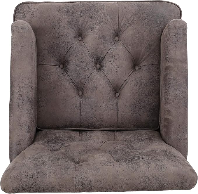 Christopher Knight Home GDFStudio Medford Brown Tufted Club Chair, Fabric Accent Chair with Studded Nailhead Accents