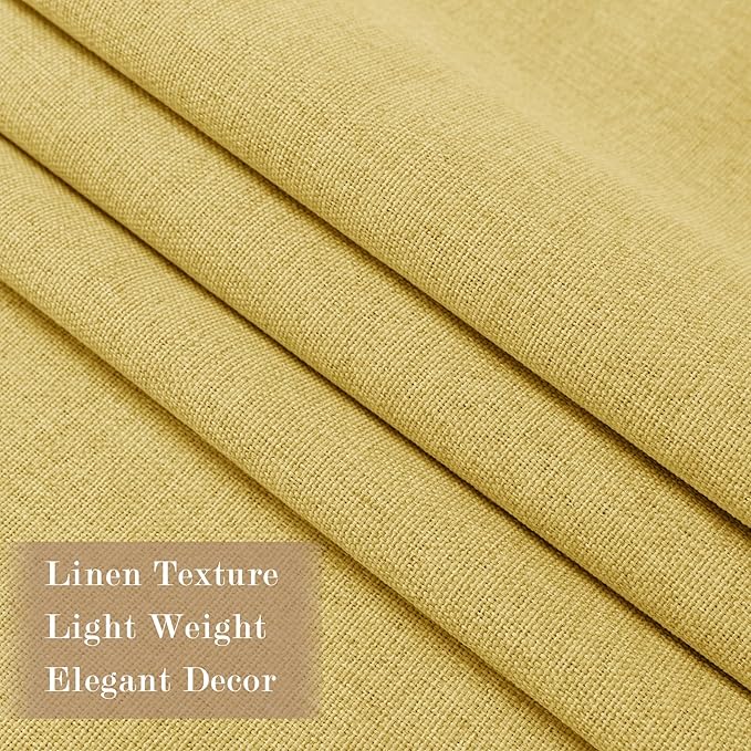 Extra Wide 100% Blackout Linen Textured Curtains - Room Dividers, W150 x L108 (1 Panel), Pinch Pleat Drapes for Living Room, Full Light Block Out Drapery for Sliding Door, Yellow
