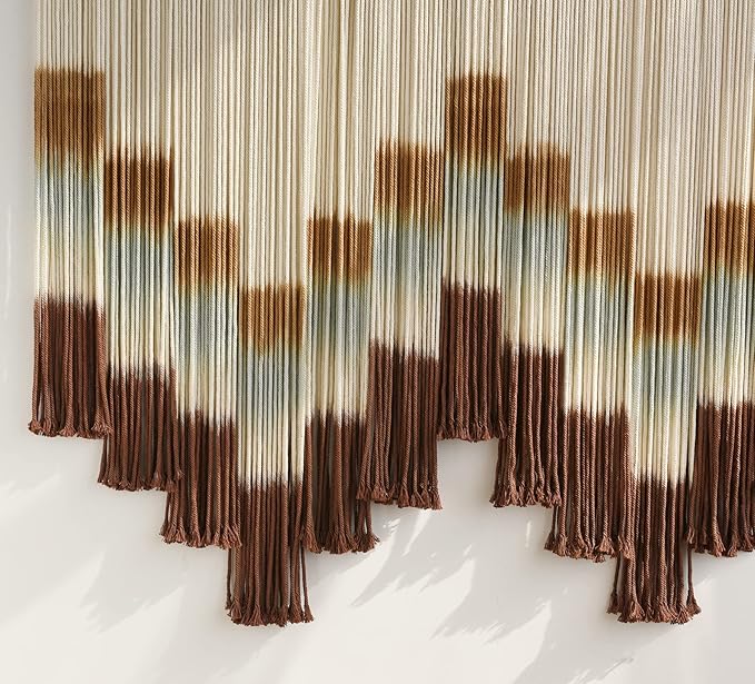 Flber Macrame Wall Hanging Tie-Dye Geometric Decor Large Scale Wall Art Statement Bohemian Yarn Tapestry Home Wall Decor 59''W*35''L